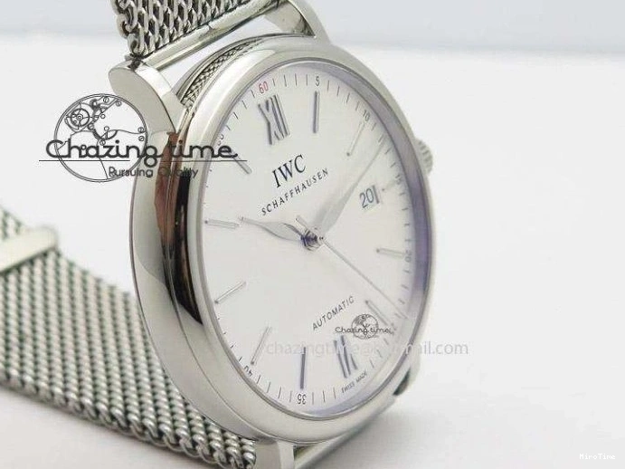 MIROTIME 0130 Portofino SCHAFFHAUSEN SS MKF 1:1 Best Edition White Dial On Mesh Bracelet A TravelReady 7341